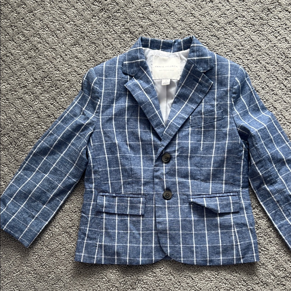 Janie and Jack  Kids Navy Checkered Blazer